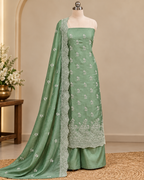 Sage Green Unstitched Salwar Suit Set LUXU05