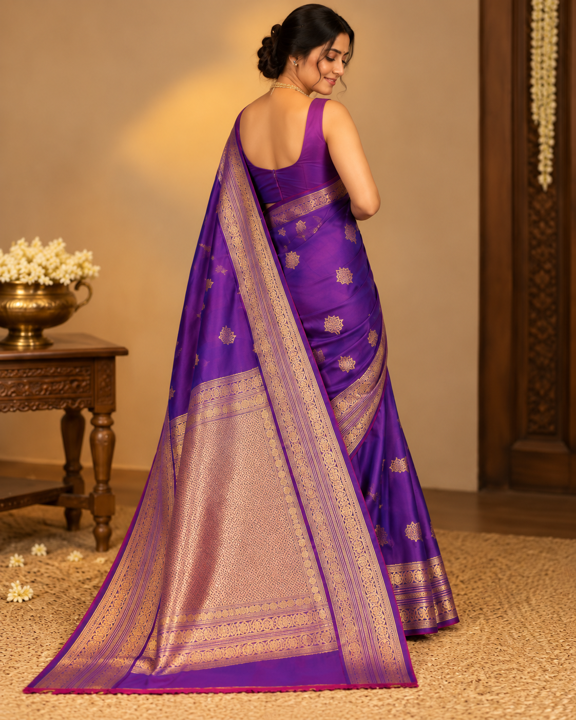 Purple- Violet Dual Tone Banarasi Saree LUXSB01