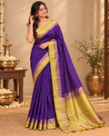 Purple Semi Jute Saree LUXSJ02