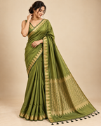 Olive Green Semi Silk Saree LUXSS37