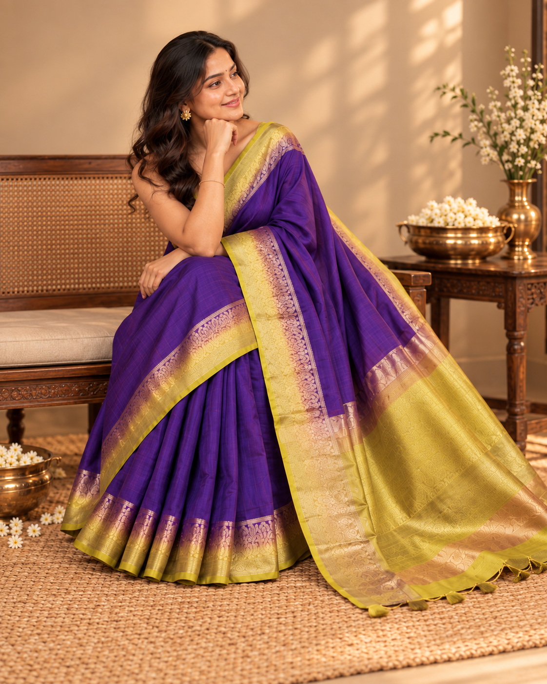 Purple Semi Jute Saree LUXSJ02