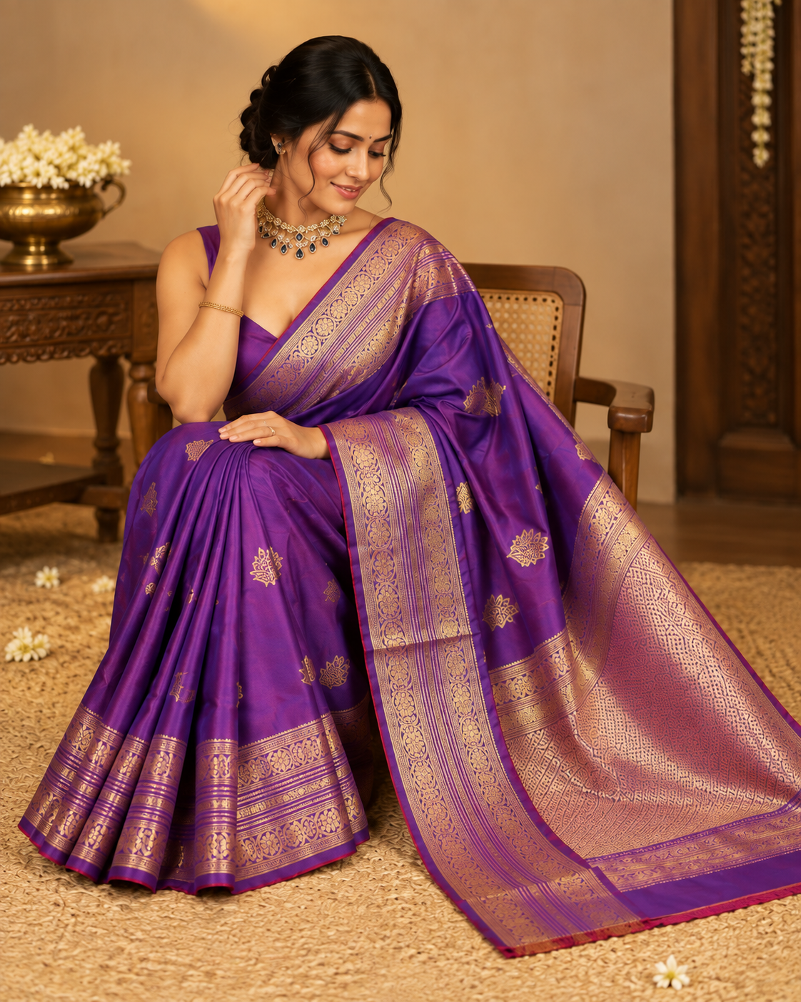 Purple- Violet Dual Tone Banarasi Saree LUXSB01