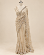 Champagne Net Saree LUXE003