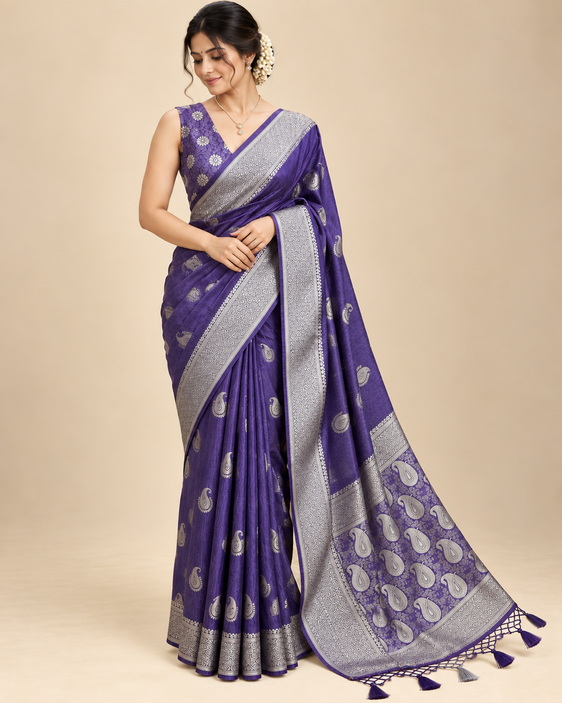 Indigo Dola Silk Saree LUXSD01