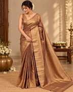 Brown Tissue Silk Saree LUXST01