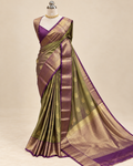 Olive Green With Purple Soft Silk Saree LUXSS38