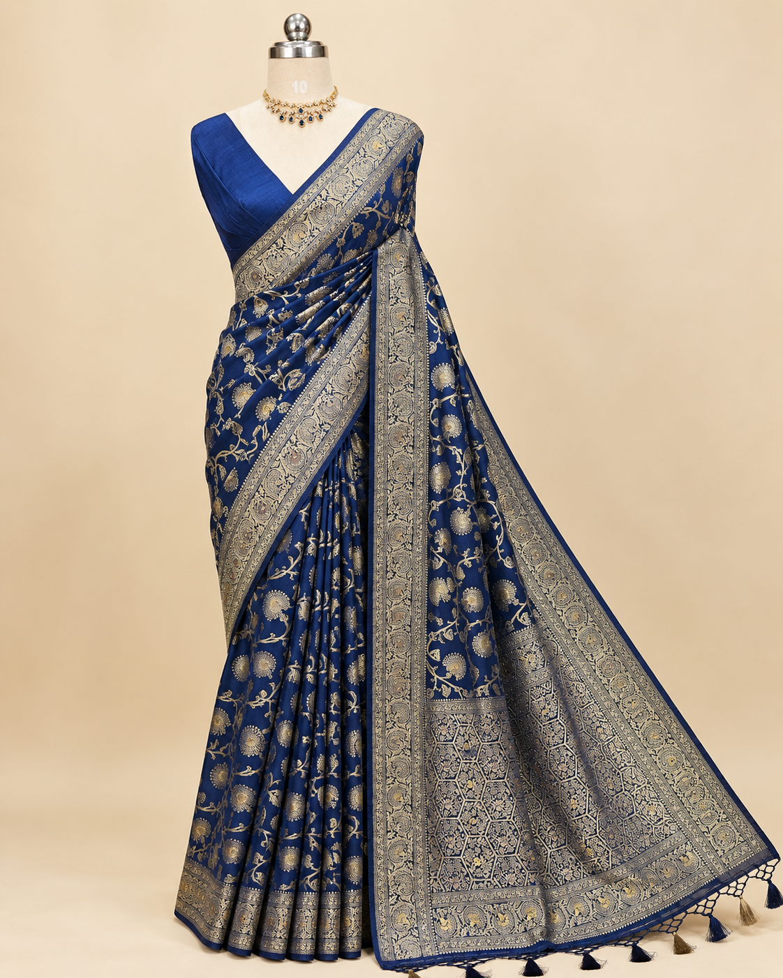 Navy Blue Dola Silk Saree