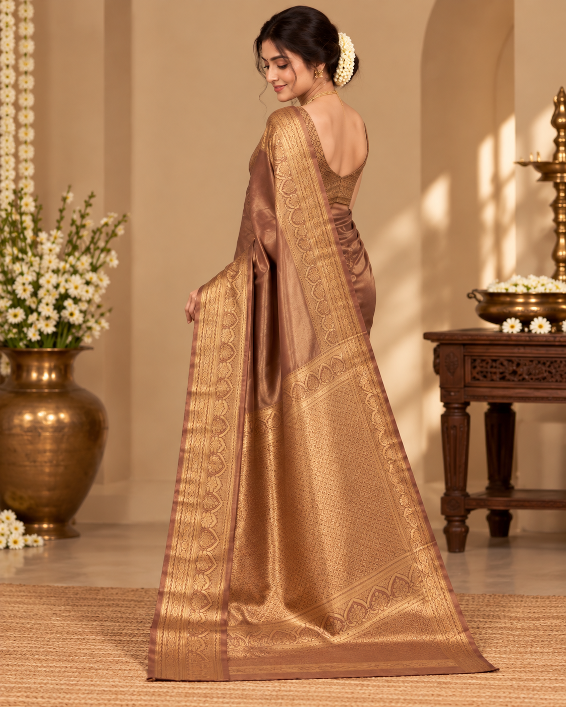 Brown Tissue Silk Saree LUXST01