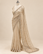 Champagne Net Saree LUXE003