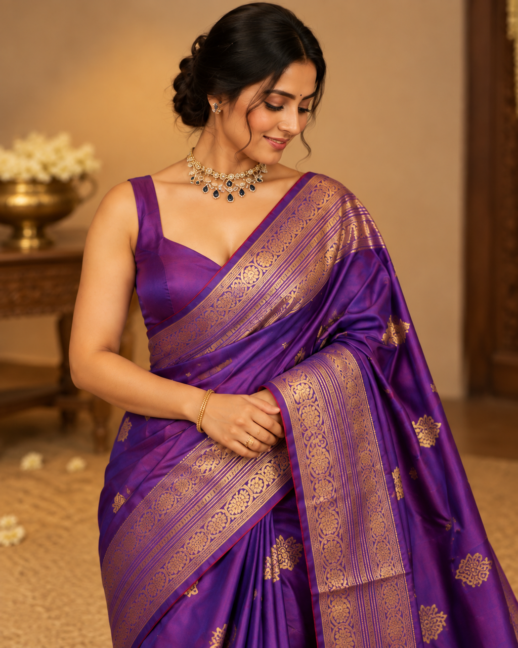 Purple- Violet Dual Tone Banarasi Saree LUXSB01