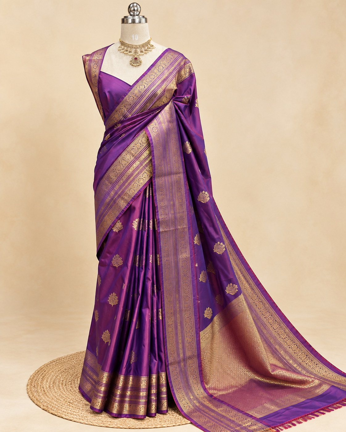 Purple- Violet Dual Tone Banarasi Saree LUXSB01