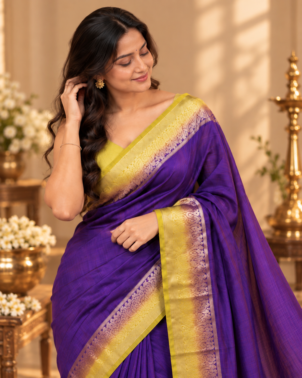 Purple Semi Jute Saree LUXSJ02