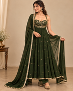 Olive Green Anarkali Set