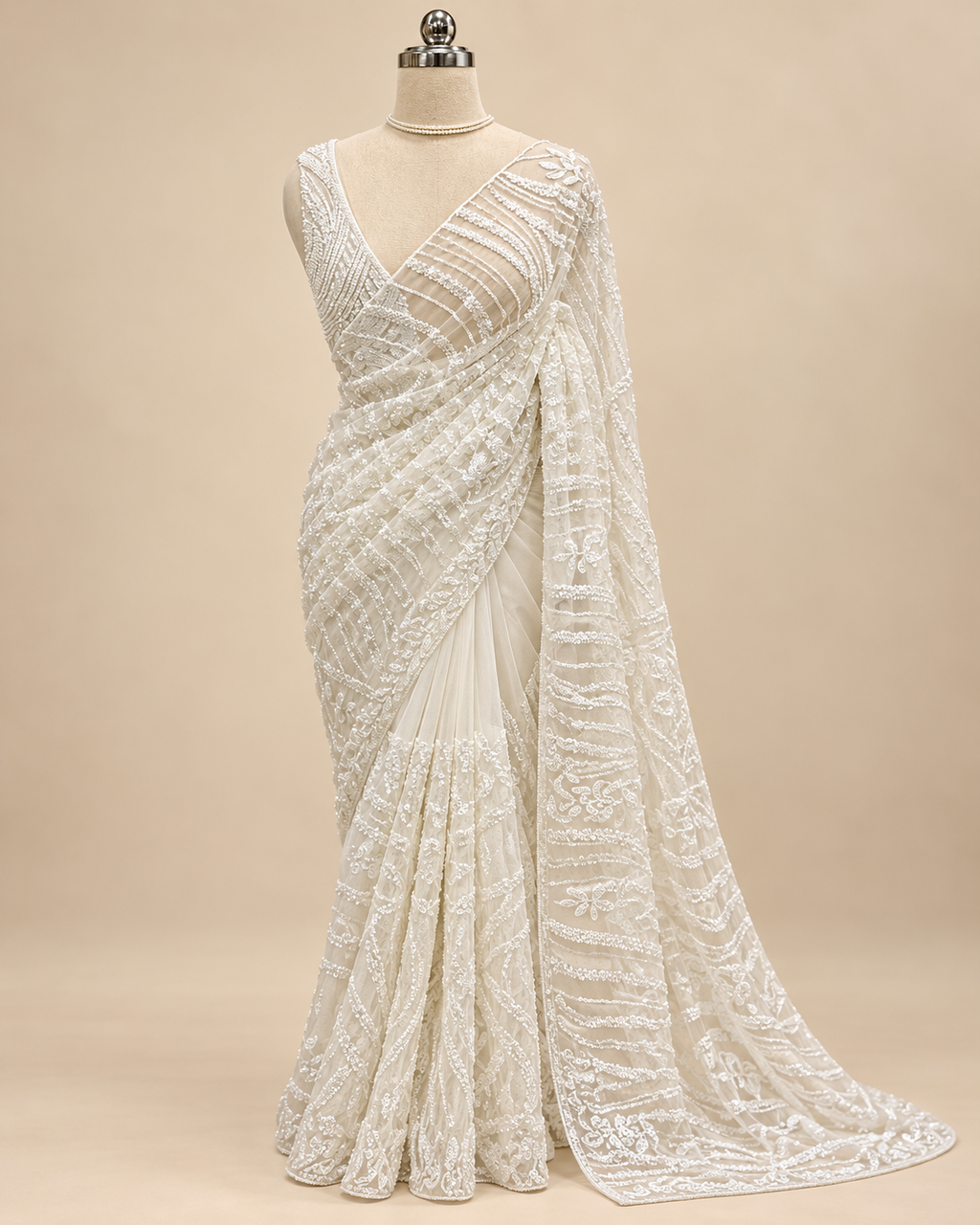 Offwhite Handwork Saree LUXE001