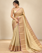 Light Gold Semi Kanchipuram Silk Saree