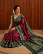 Maroon Semi Silk Saree