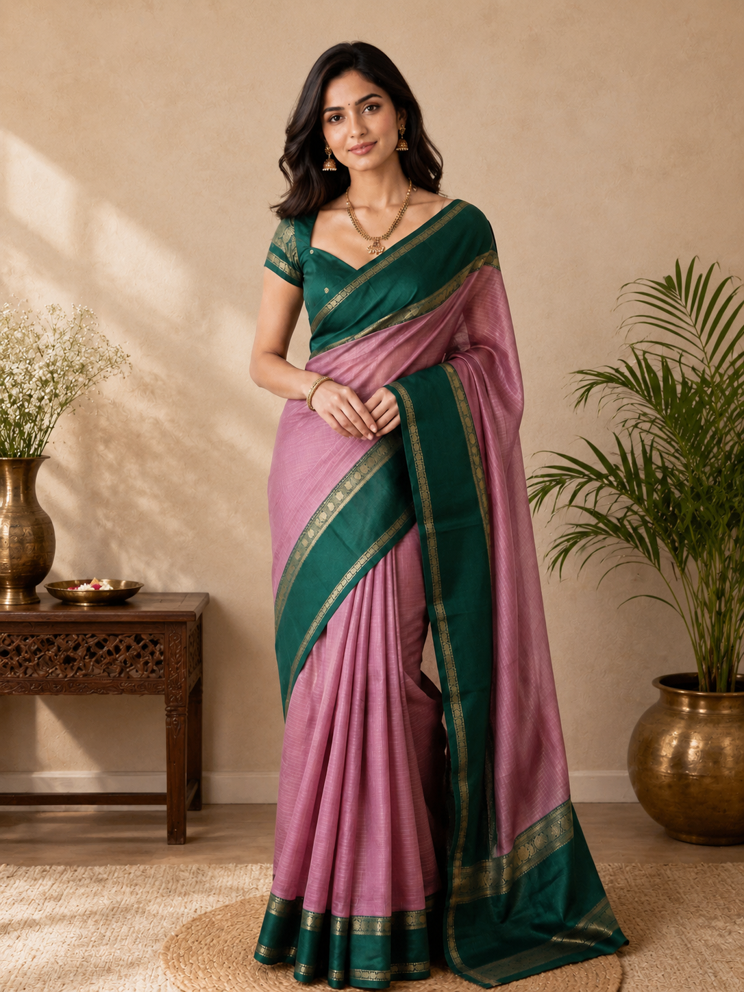 Mauve Semi Silk Saree