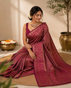 Dark Wine Semi Silk Saree