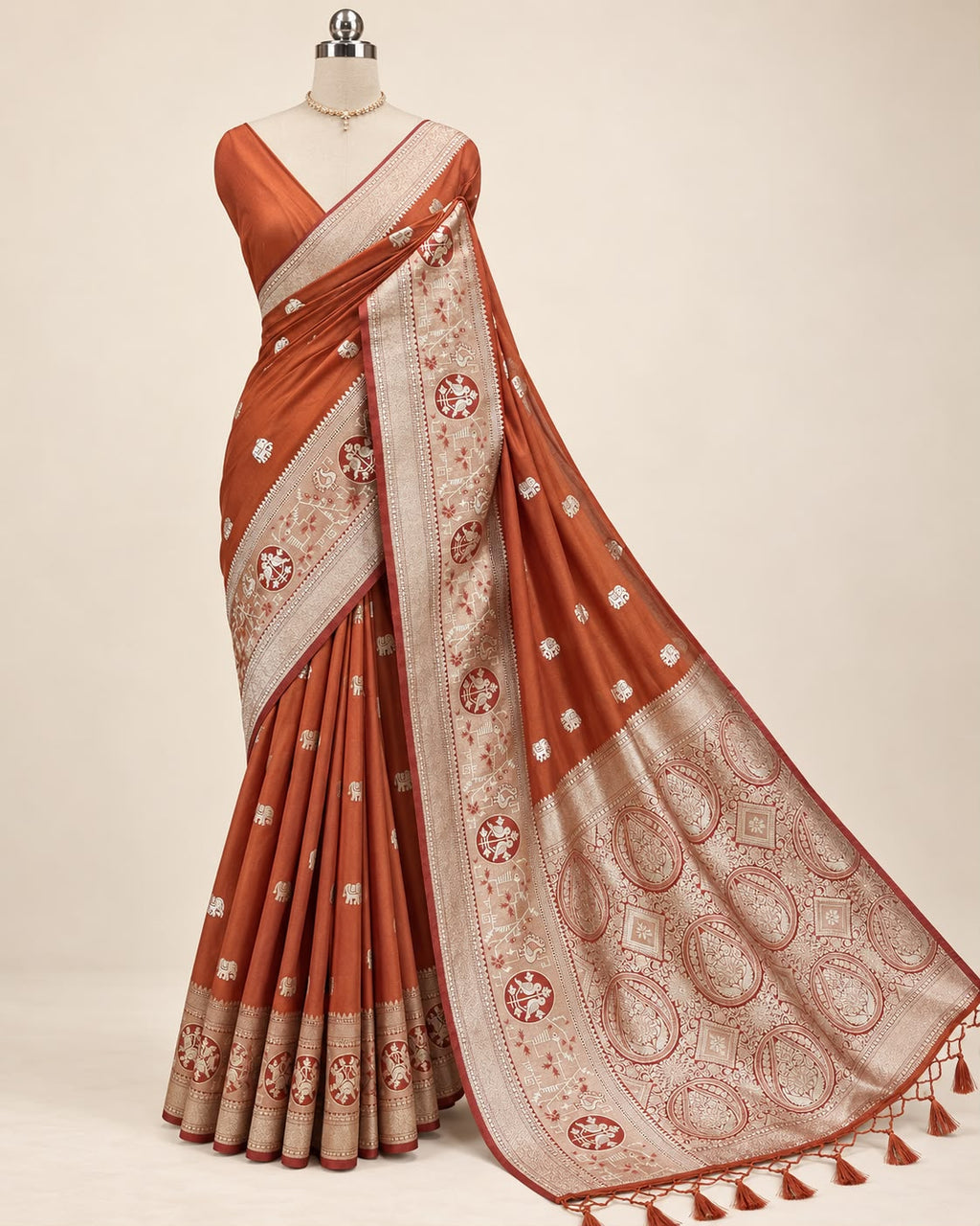Burnt orange saree