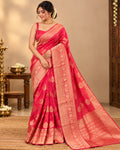 Pinkish Red Tissue Saree LUXST04