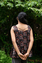 Black Mughal Printed Short Top
