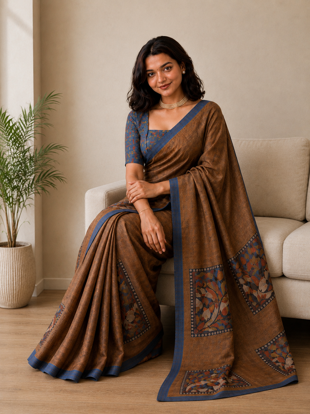 Raw Amber Semi Tussar Saree