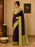 Retta Pet Kunthavai Dark Purple Semi Silk Saree