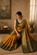 Mustard Yellow Semi Silk Saree
