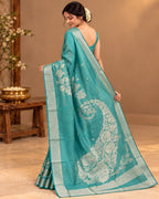 Turquoise Tissue Silk Saree LUXST03