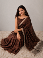 Brown Semi Tussur Saree