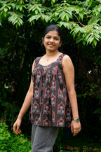 Black Mughal Printed Short Top