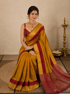 Mustard Yellow Semi Silk Saree