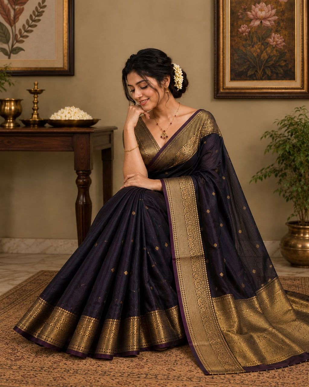 Dual Tone Coffee Brown And Maroon Semi Silk Saree Offer LUXSS07
