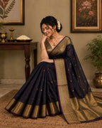 Dual Tone Coffee Brown And Maroon Semi Silk Saree Offer LUXSS07