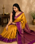 Mustard Yellow Semi Silk Saree