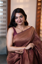 Ruby Pink Check Semi Silk Saree
