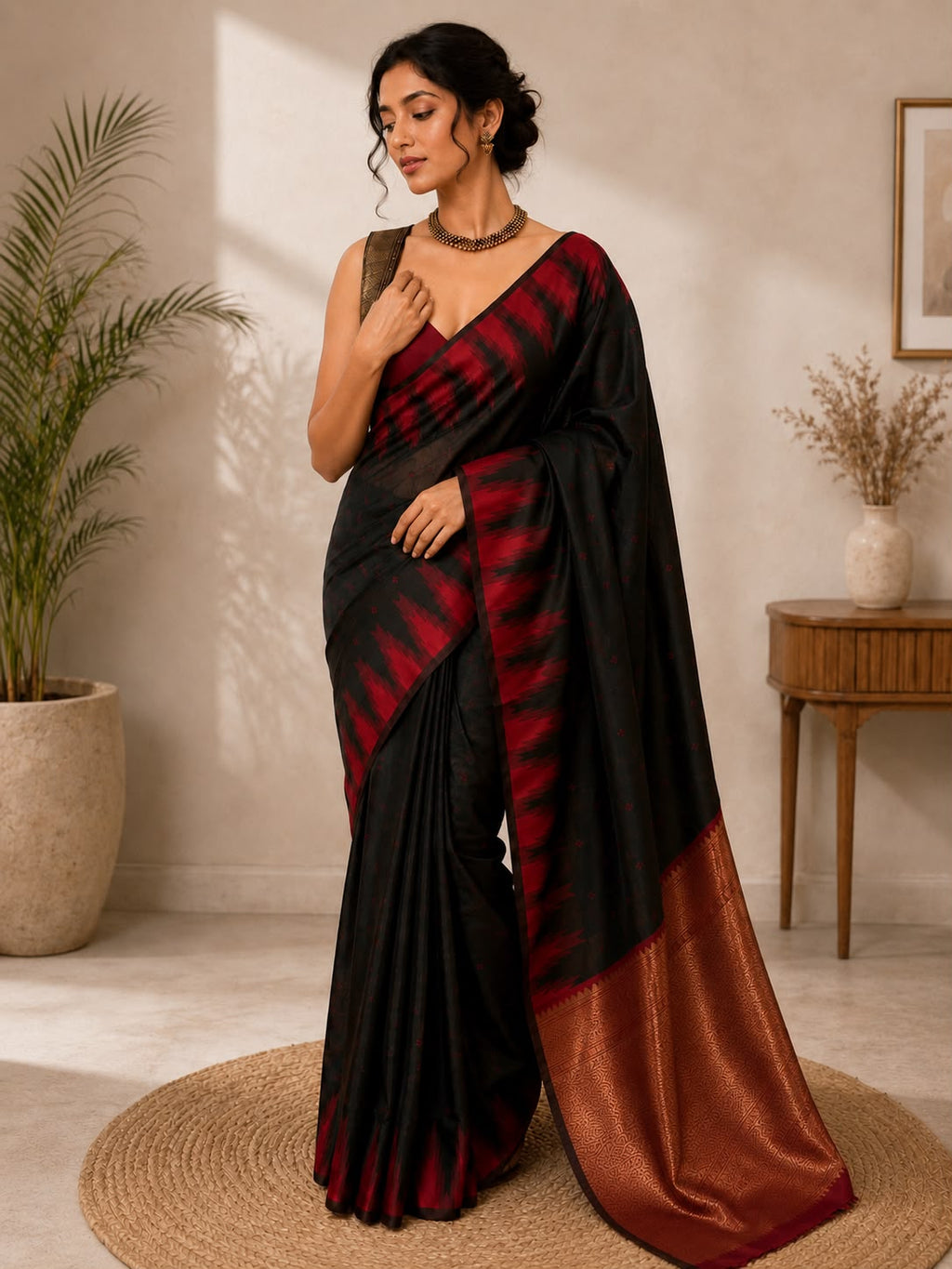 Black Semi Silk Saree