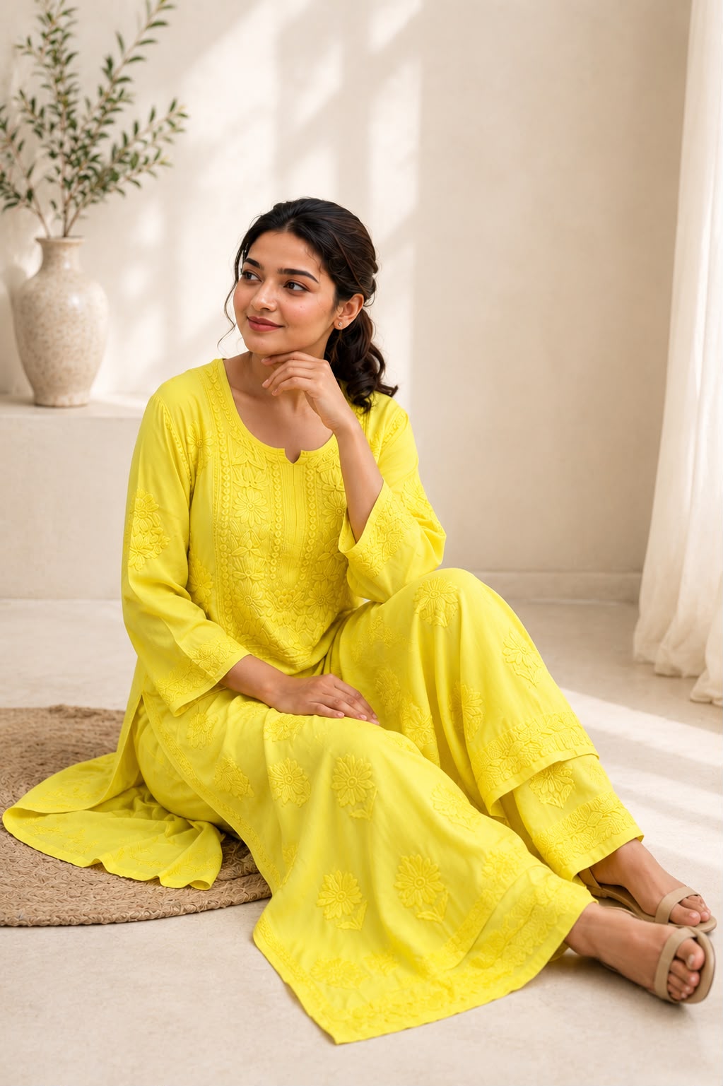 Yellow Chikankari Set LUXR02