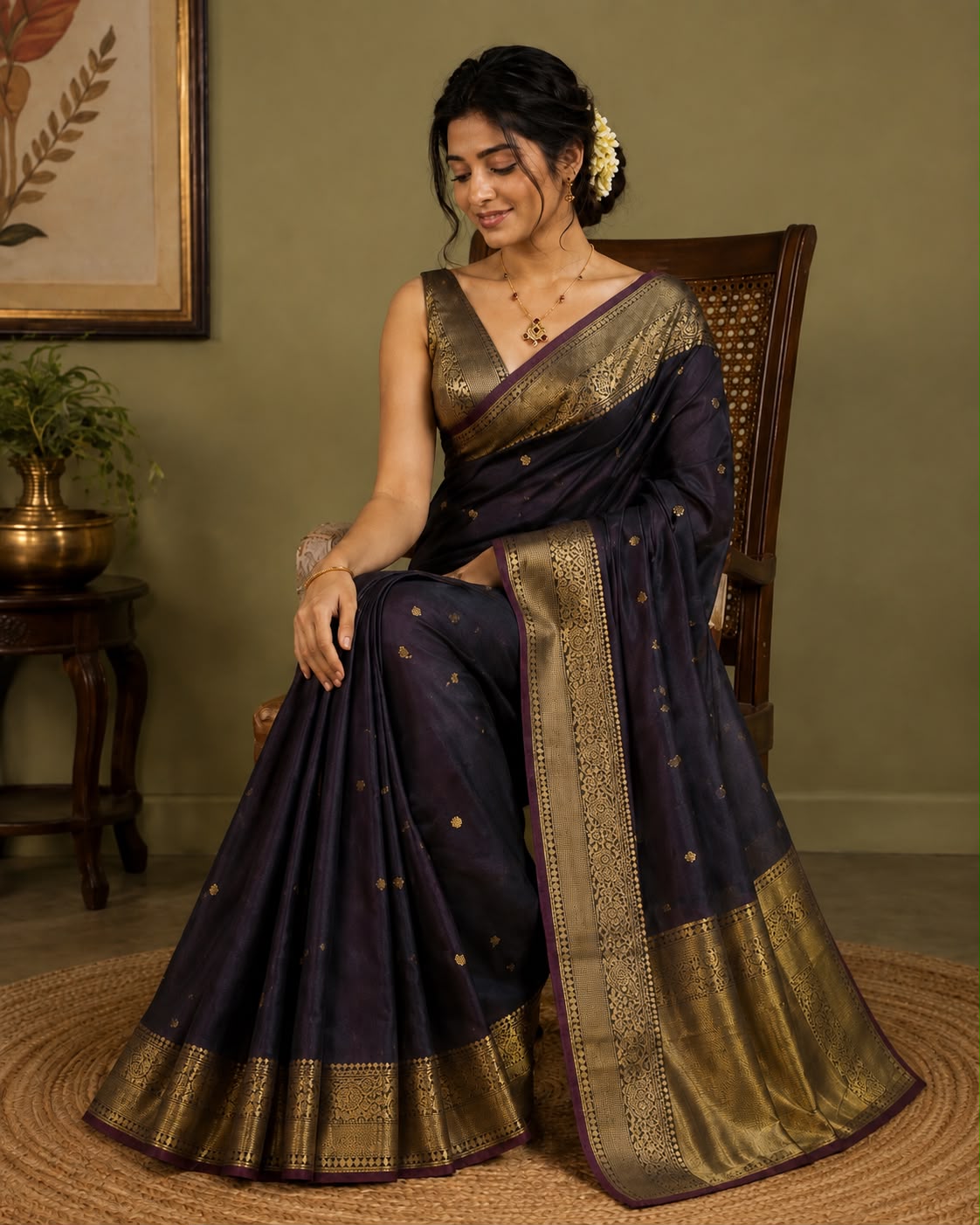 Dual Tone Coffee Brown And Maroon Semi Silk Saree Offer LUXSS07