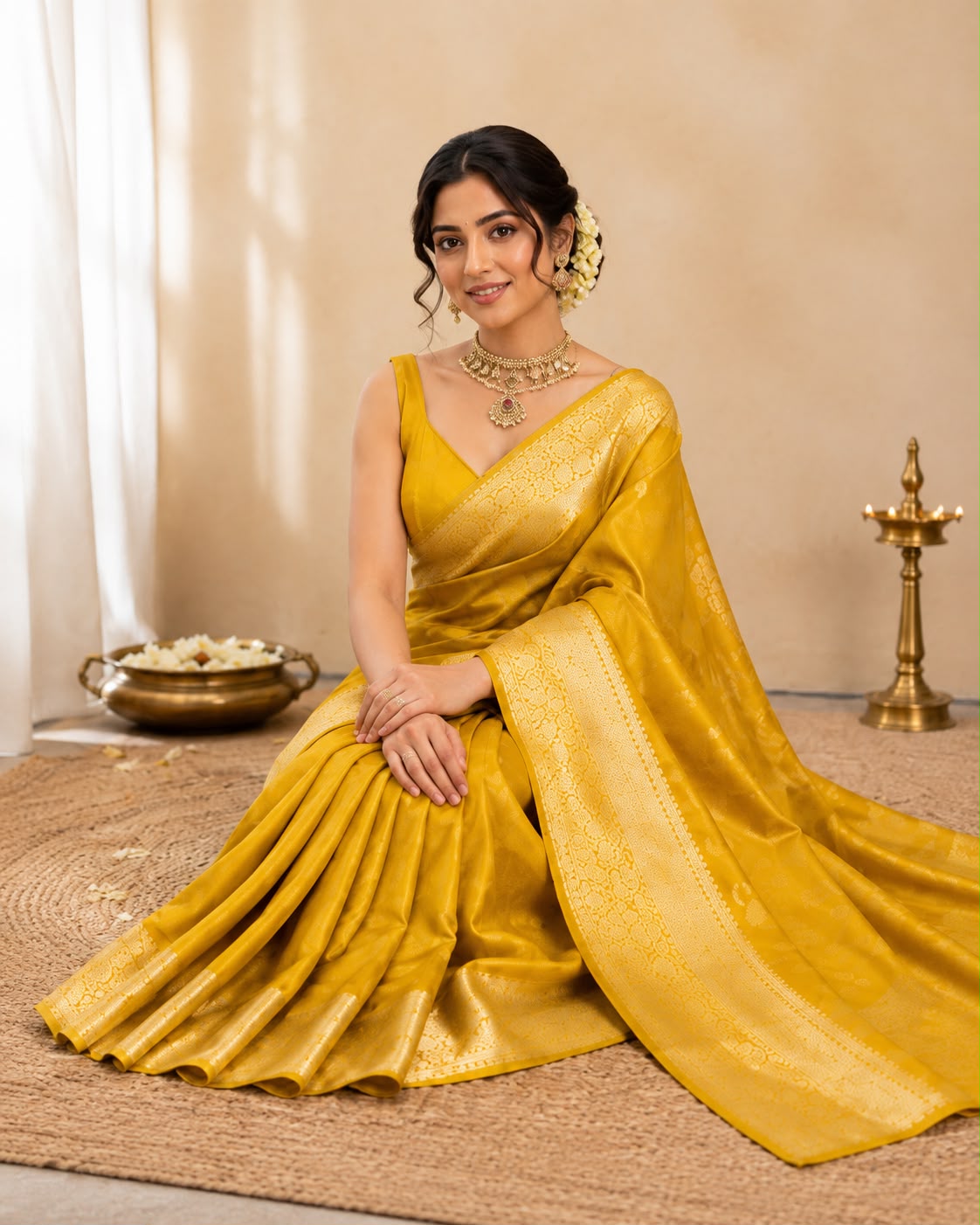 Yellow Semi Silk Saree