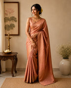 Melon Peach Semi Silk Saree