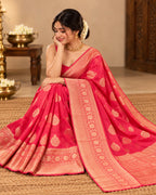 Pinkish Red Tissue Saree LUXST04