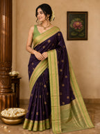 Retta Pet Kunthavai Dark Purple Semi Silk Saree