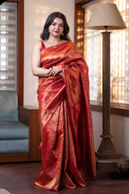 Red Check Semi Silk Saree