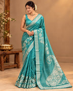 Turquoise Tissue Silk Saree LUXST03