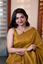 Mango Yellow Semi Silk Saree