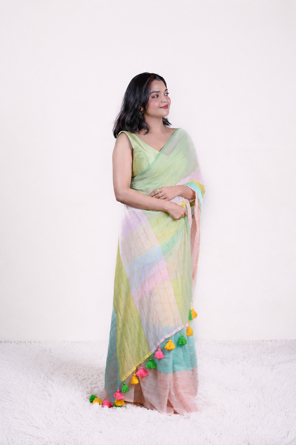 Pastel Mul Cotton Saree