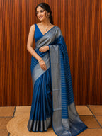 Morpeach Blue Semi Silk Saree