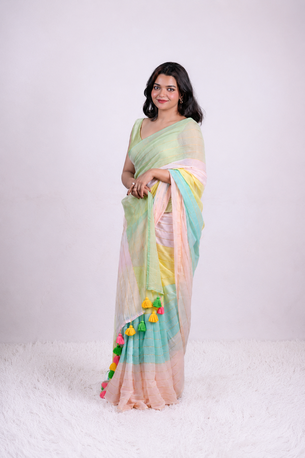 Pastel Mul Cotton Saree