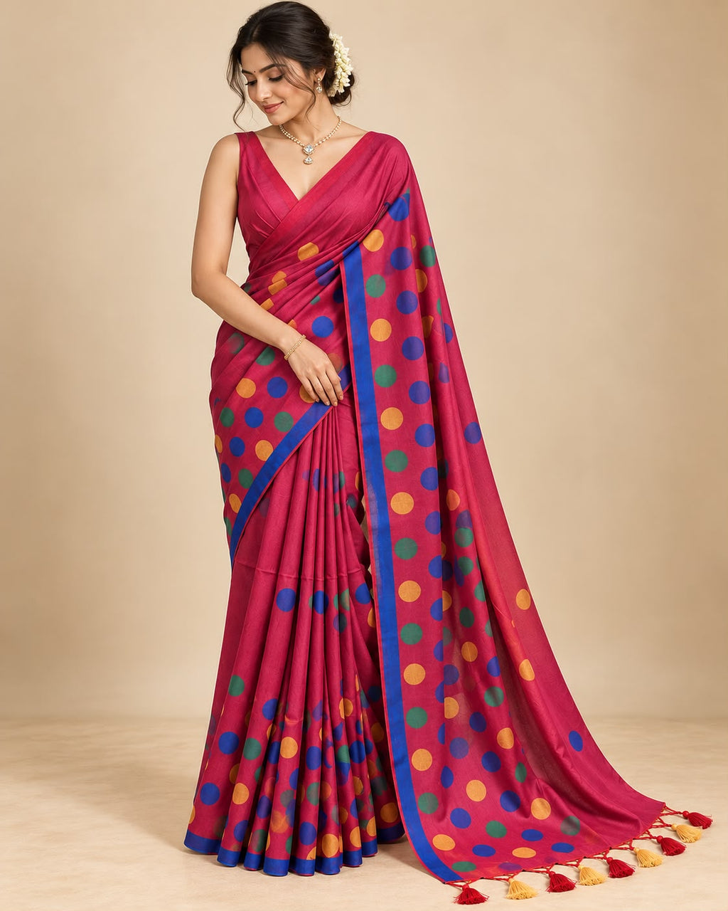 Rani colour Mul Cotton Saree